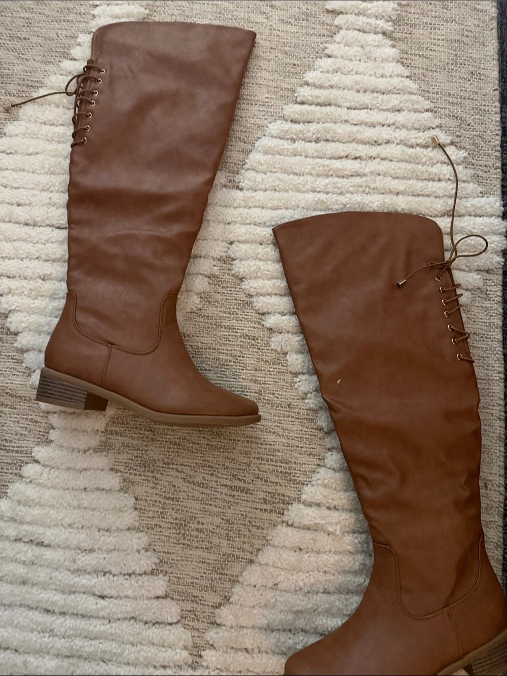 Women's Tall Lace-Back Riding Boots in Brown